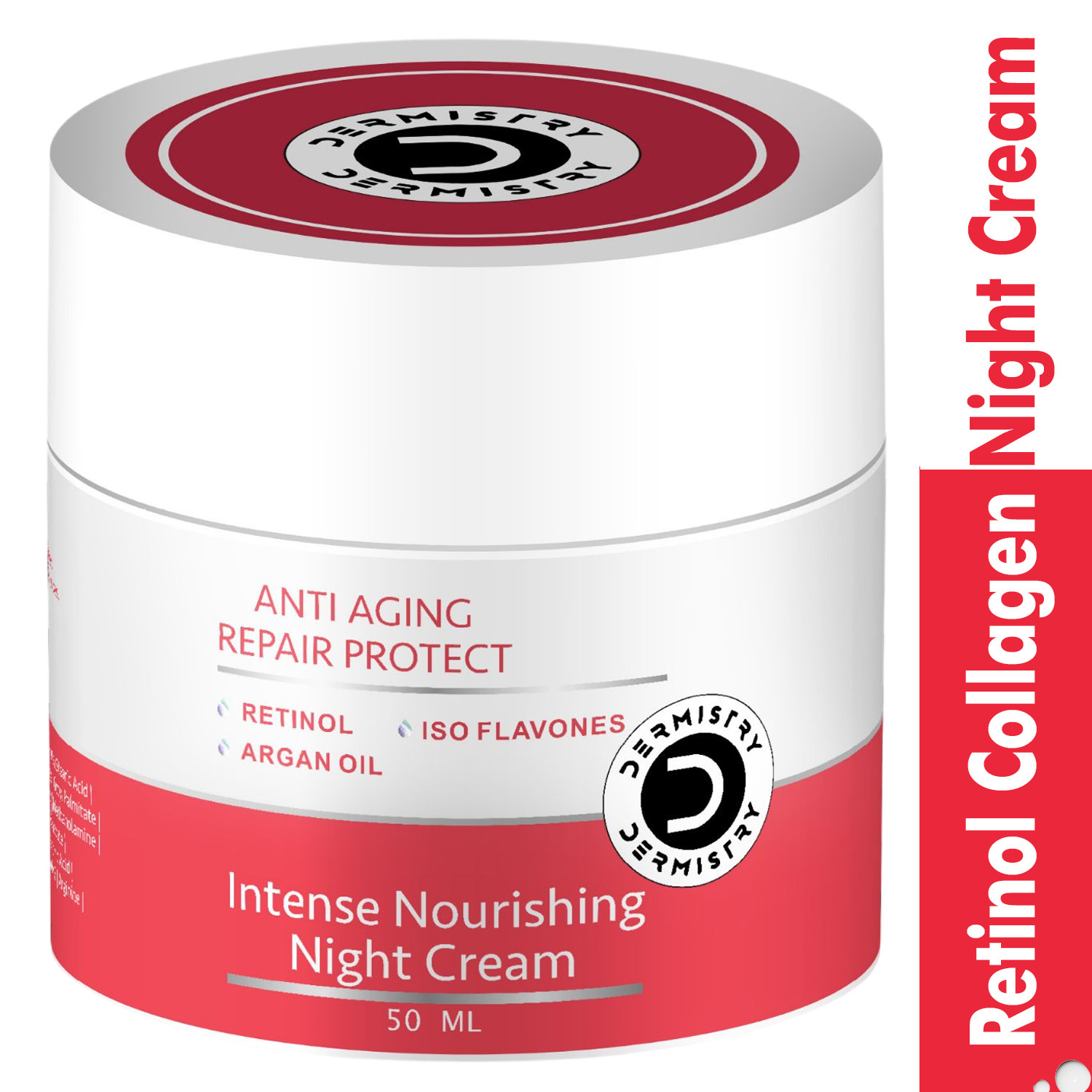 Dermistry Anti Aging Repair Protect Night Cream Retinol Hyaluronic Acid Wrinkles Fine Lines-50ml