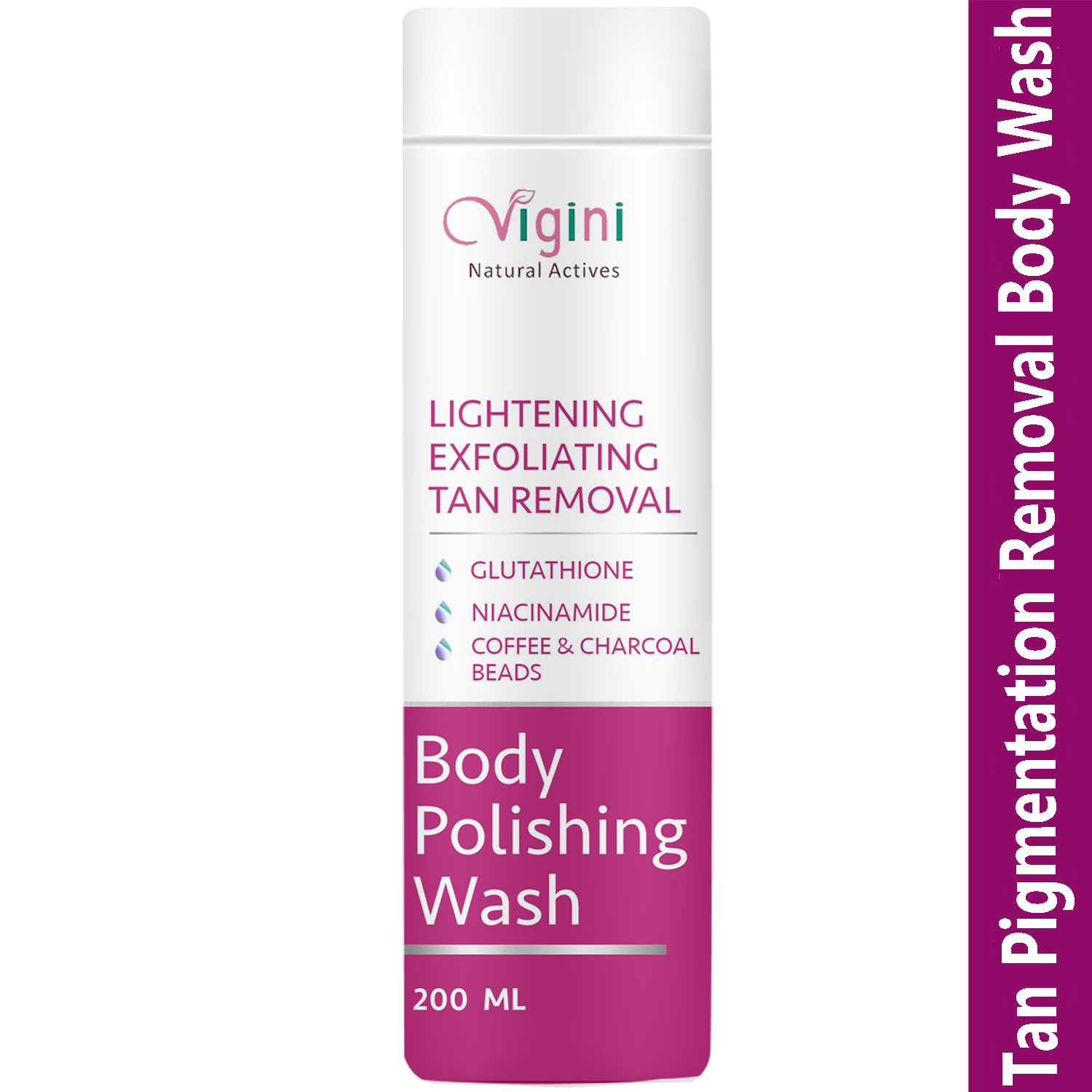 Vigini Skin Lightening Exfoliating Tanning & Pigmentation Removal Body Whitening Polishing Coffee Scrub Body Wash-200ml